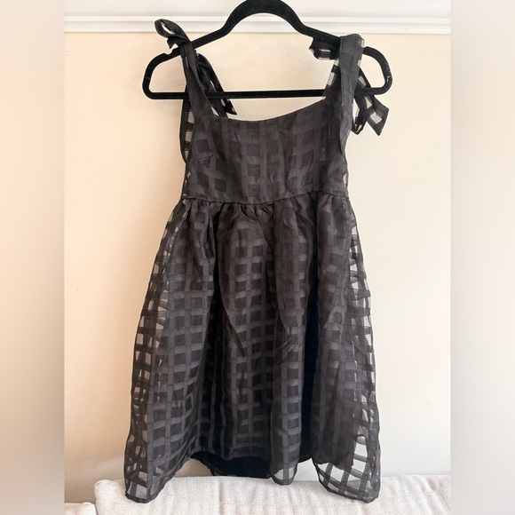 Maison Maar Mini Dress With Self-Tie Shoulder Straps In Black - Picture 2 of 6